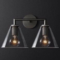 RH Utilitaire Funnel Shade Double Sconce Black 123266-22
