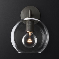  RH Utilitaire Globe Shade Single Sconce Black 123275-22