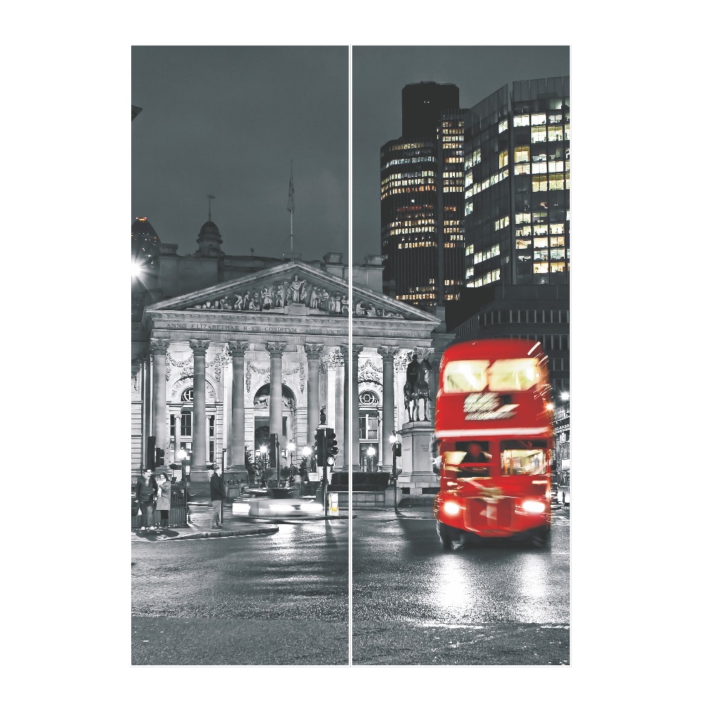Шкаф-купе Леон 2 с фотопечатью на стекле Лондон